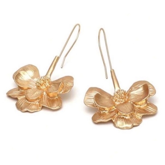 Anthropologie Jewelry - Anthropologie Veranda 14K Gold Plated Floral Drop Earrings